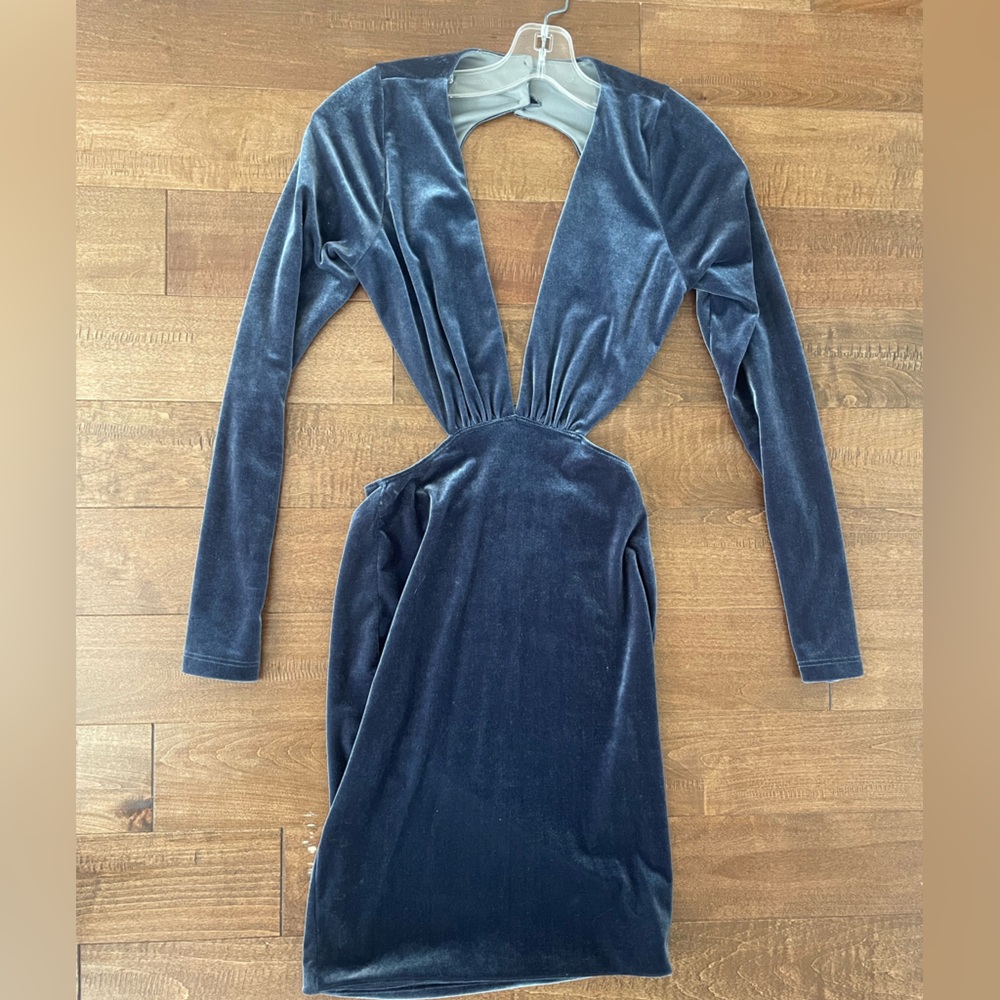 Windsor Blue Velvet Cut Out Dress